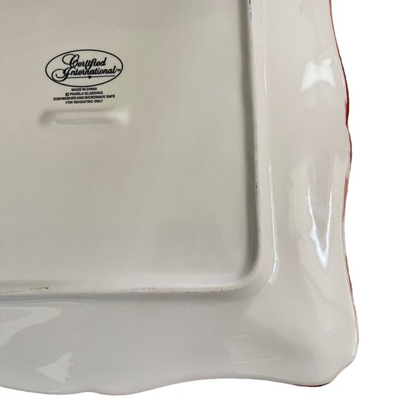 Certified International Pamela Gladding Square Platter Red Rooster 12" Farmhouse - Picture 10 of 10